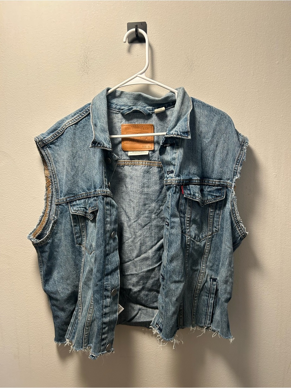 Levi's Light Blue Denim Jacket with Tan Leather Patch